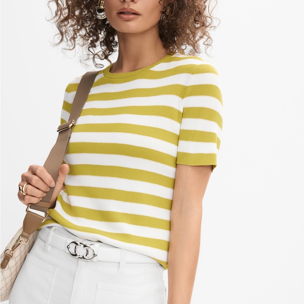 MELANIE LYNE Striped Crew Neck Sweater